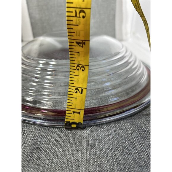 LG Eggplant & Blue Color Rimmed 1990s Multi Tiered Edged Glass Serving Bowl 15" - Picture 5 of 5